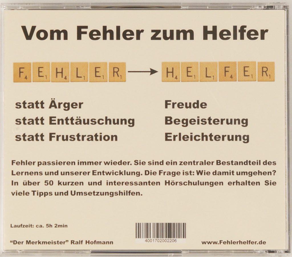 Fehler Sind Helfer Nur Anders Buchstabiert Vom Fehler zum Helfer – CD – Was fehlt dir? Was fehlt hier?